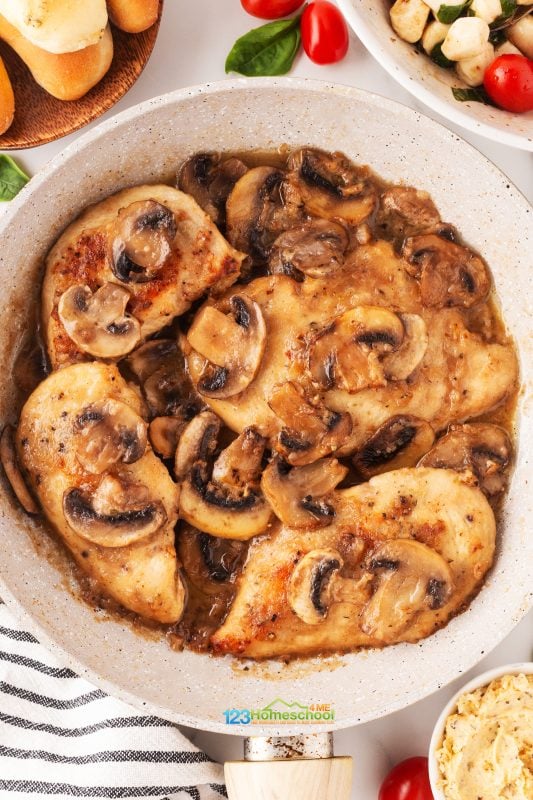 Cover skillet and simmer chicken 10 minutes (the alcohol cooks off).