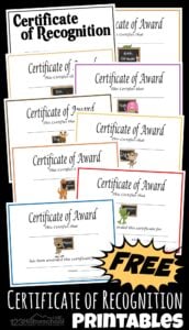 Free Printable Homeschool Certificates - this pack contains several choices of Certificates of Recognition or Award to give to students at the end of the year, science, fair, and a variety of other uses. Handy for end of the year for homeschools and homeschool coop.