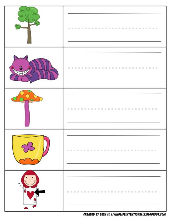 FREE Alice in Wonderland Worksheets