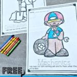HUGE pack of super cute, free printable Community helpers coloring book printable for toddler, preschool pre k, kindergarten, first grade students