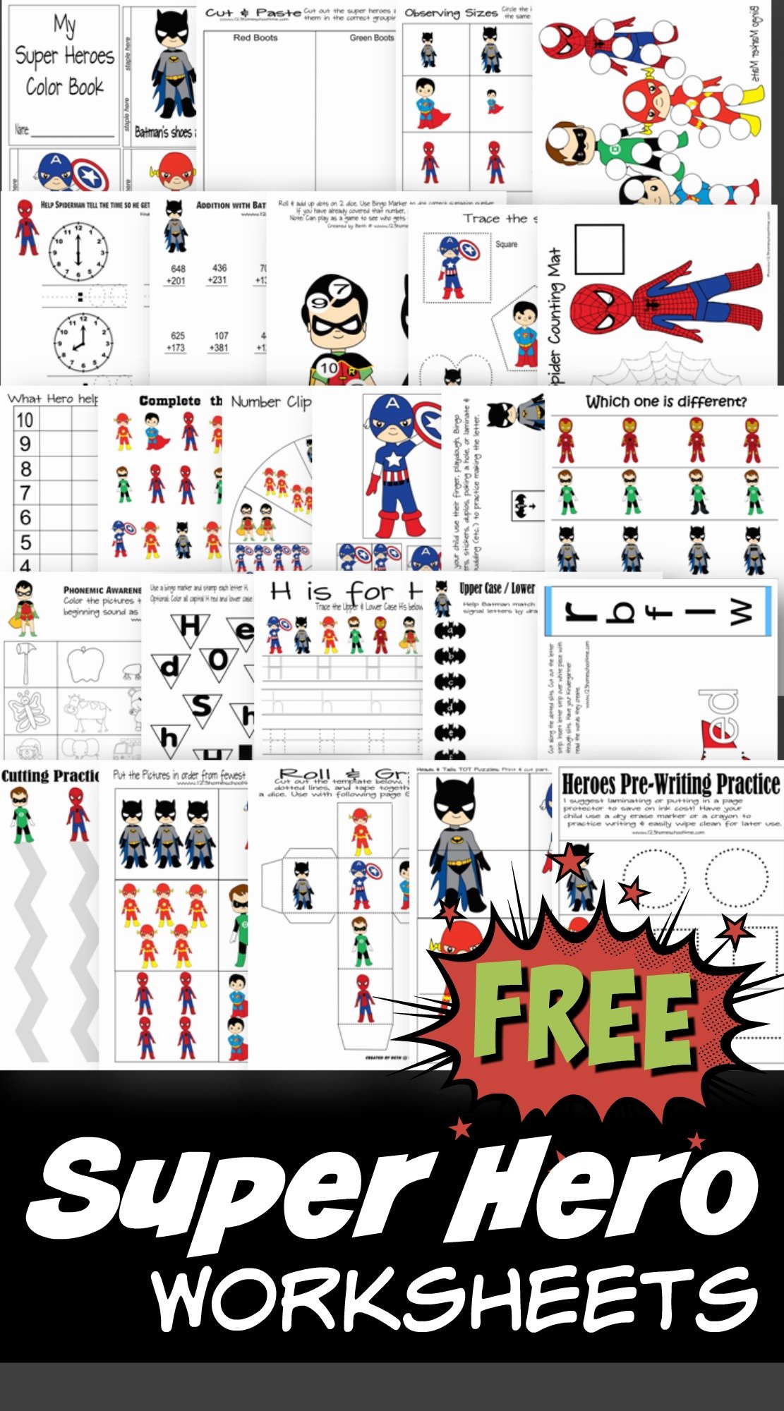 free-superhero-worksheets