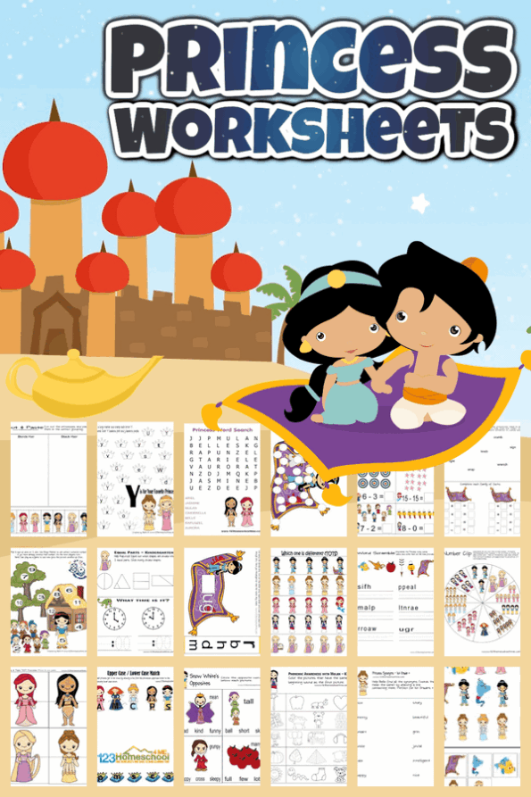 Free printable princess worksheets 123 homeschool 4 me
