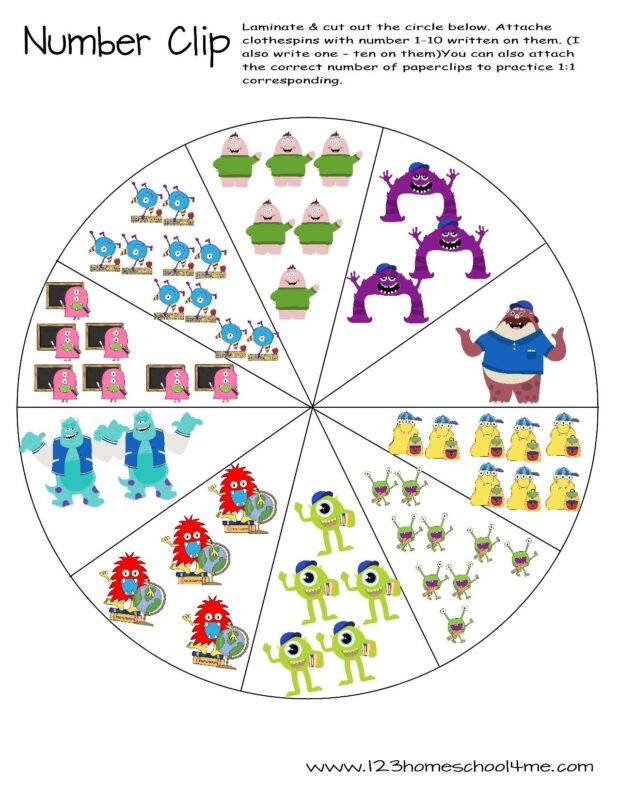 counting monster inc worksheets