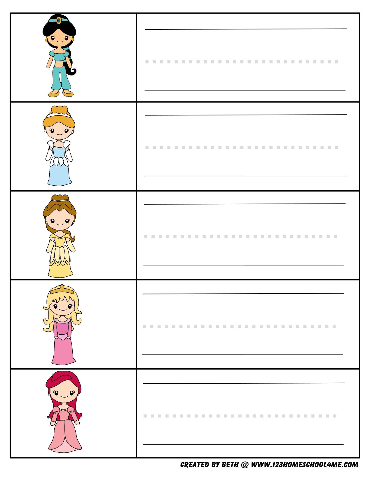 FREE Printable Princess Worksheets