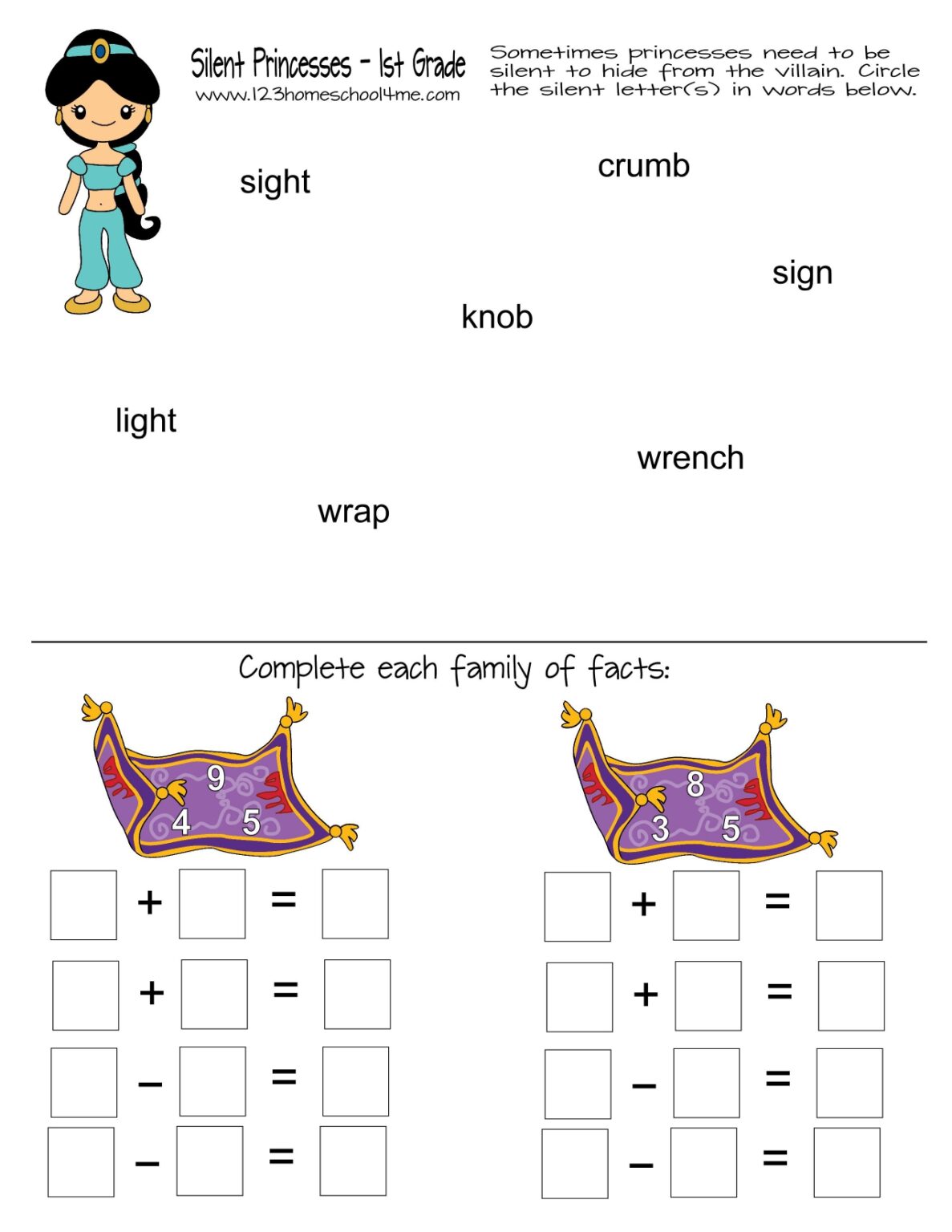 FREE Printable Princess Worksheets