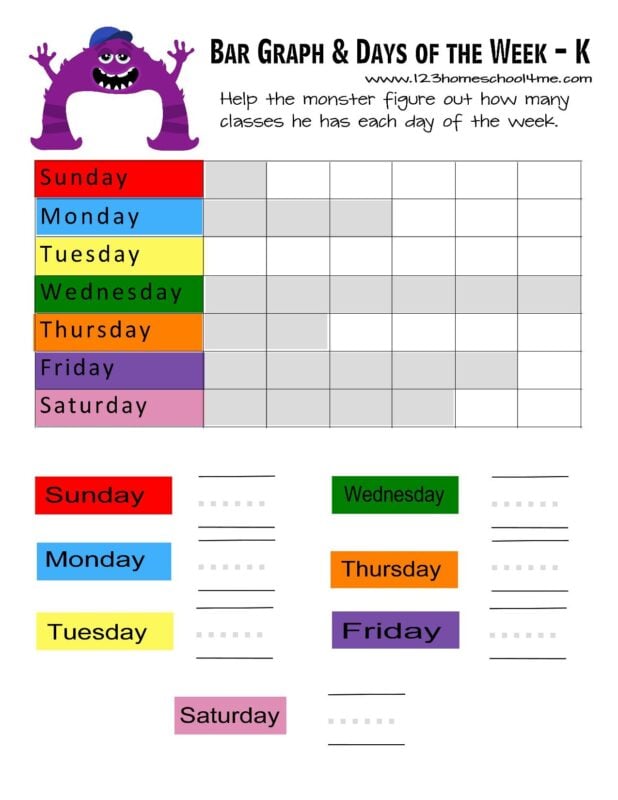 learn the days of the week with monsters