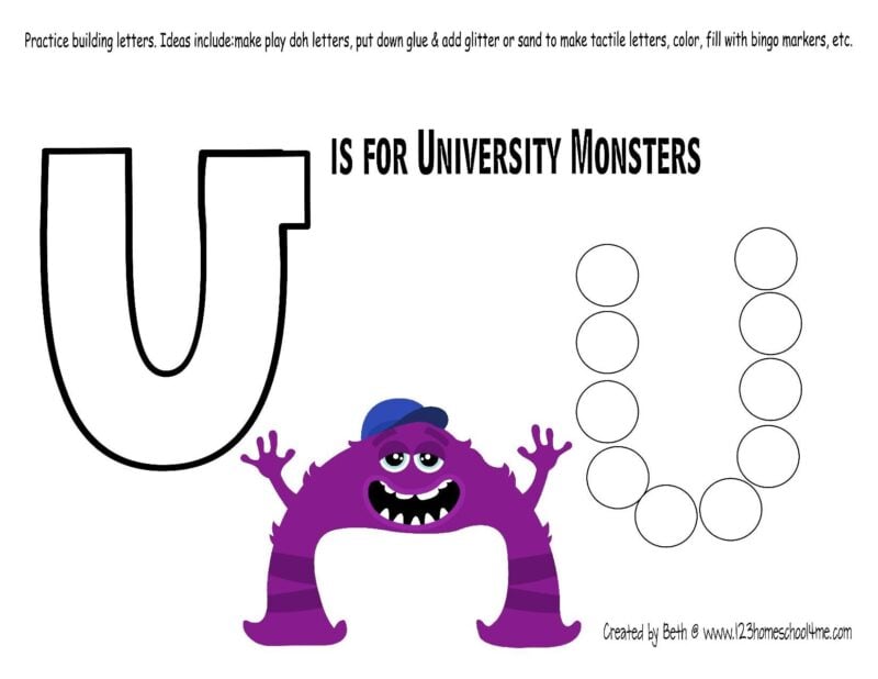 letter u do a dot printables