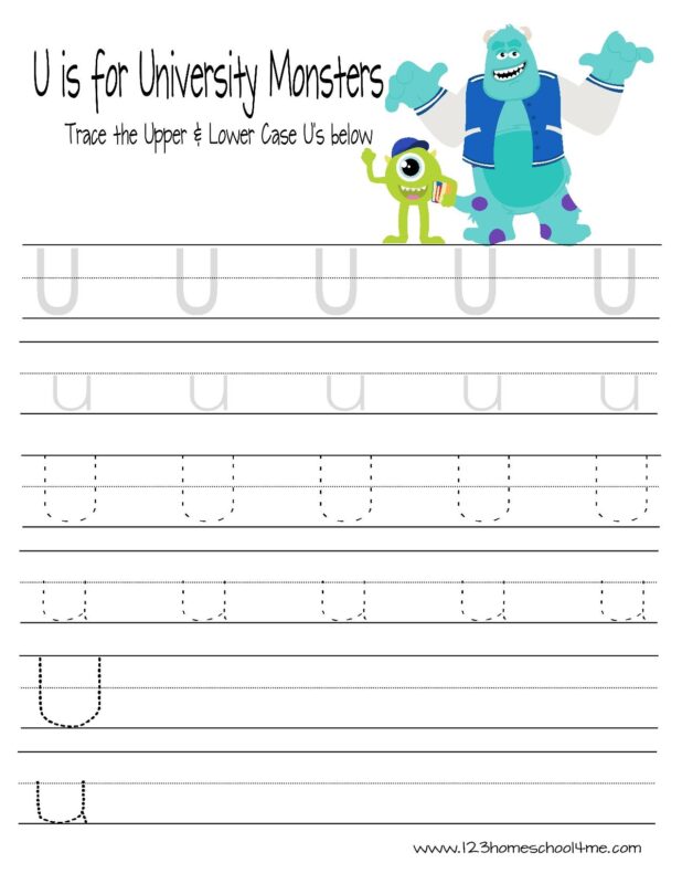 letter u tracing worksheets