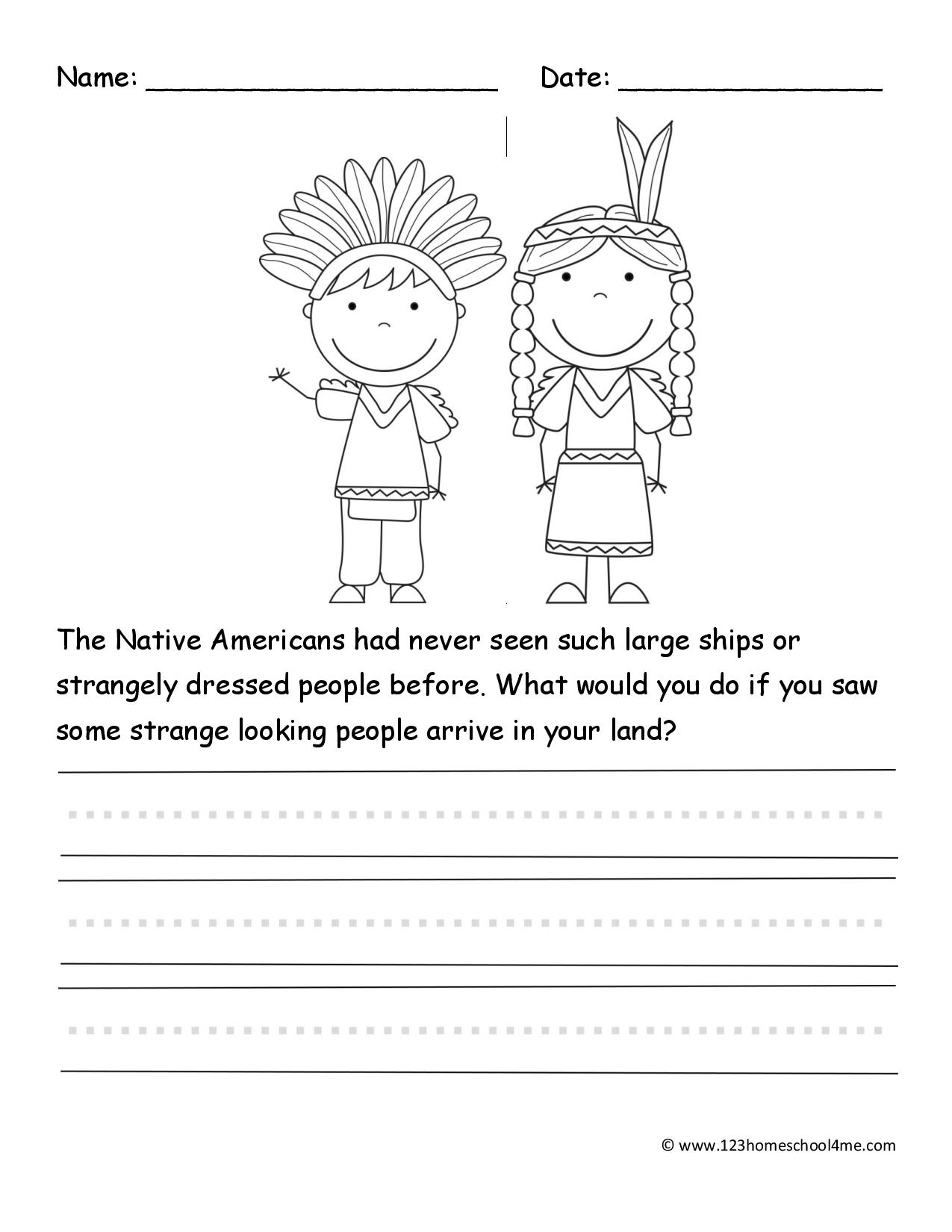 FREE Columbus Day Coloring Pages &amp; Writing Prompt Worksheets