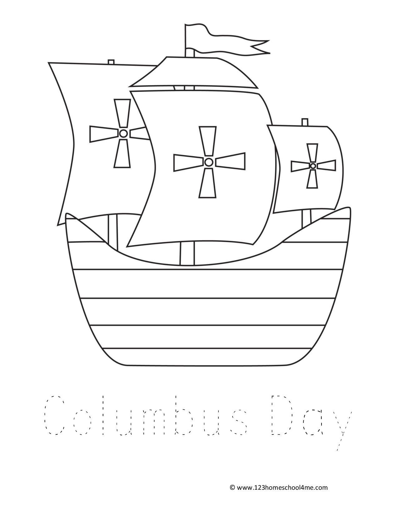 FREE Columbus Day Coloring Pages &amp; Writing Prompt Worksheets