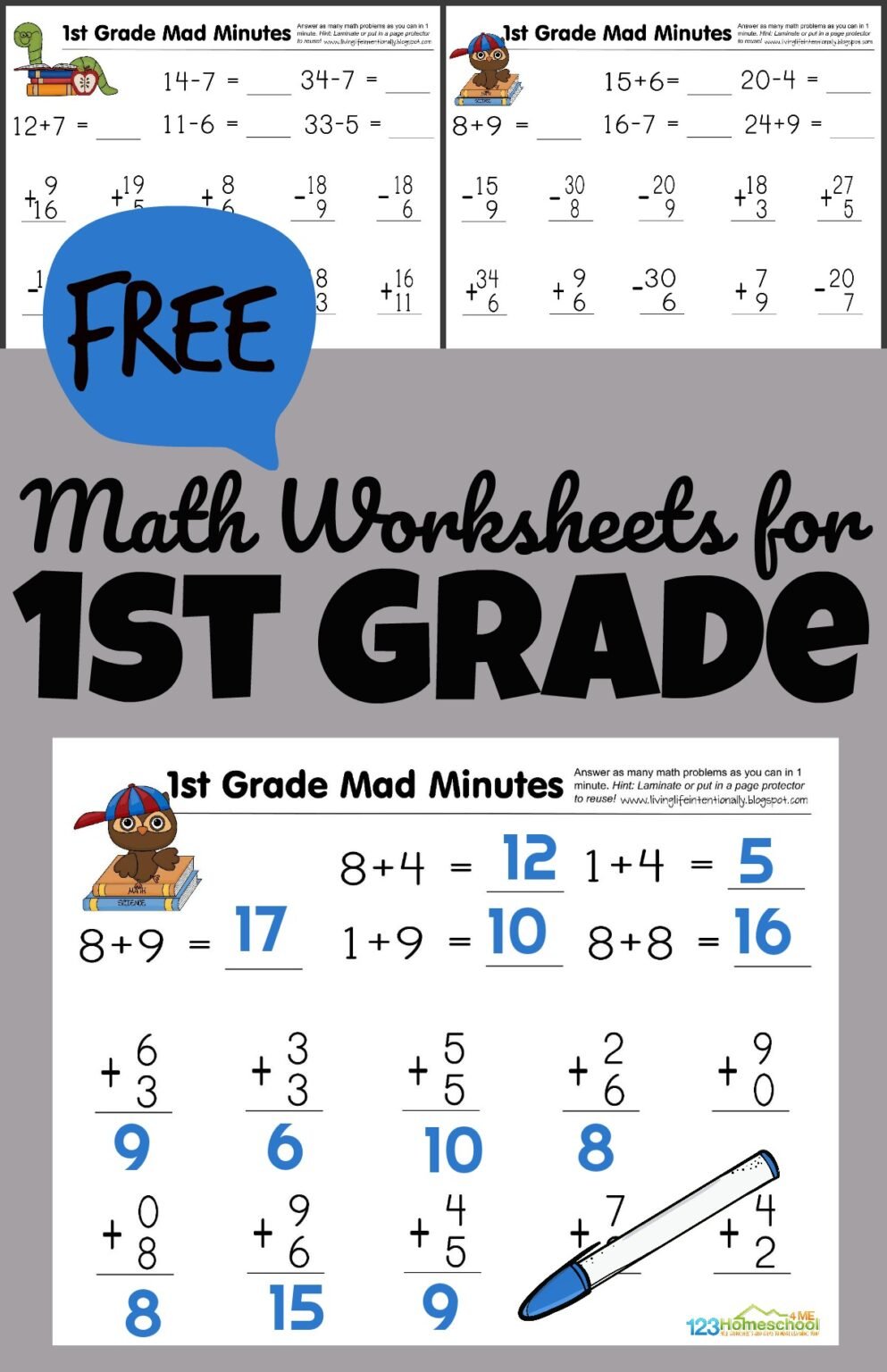 Math worksheets for 1st and 2nd graders
