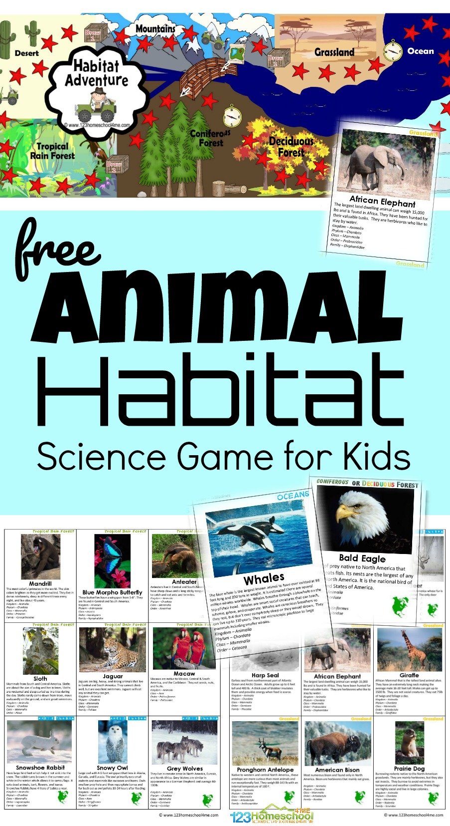 🐘🐪🦍FREE Printable Animal Habitat Game Exploring Biomes for Kids