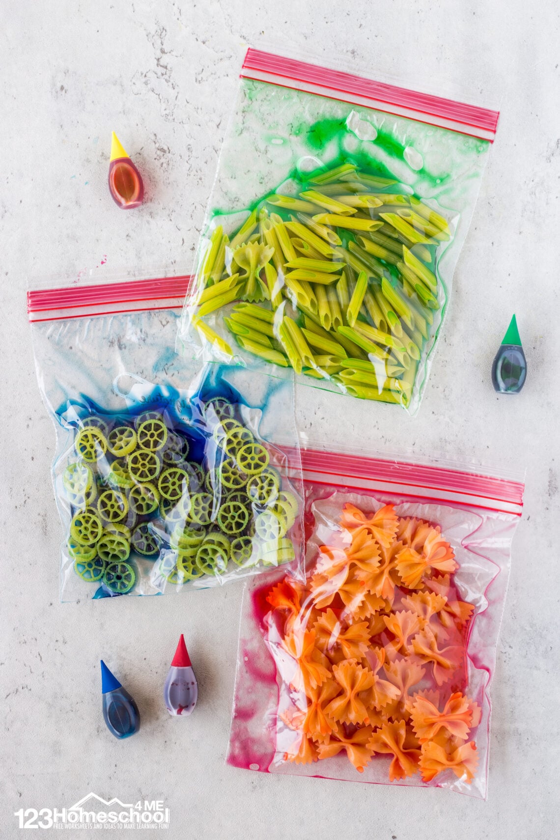 How to Color Dye Pasta for Necklace Crafts with Preschoolers