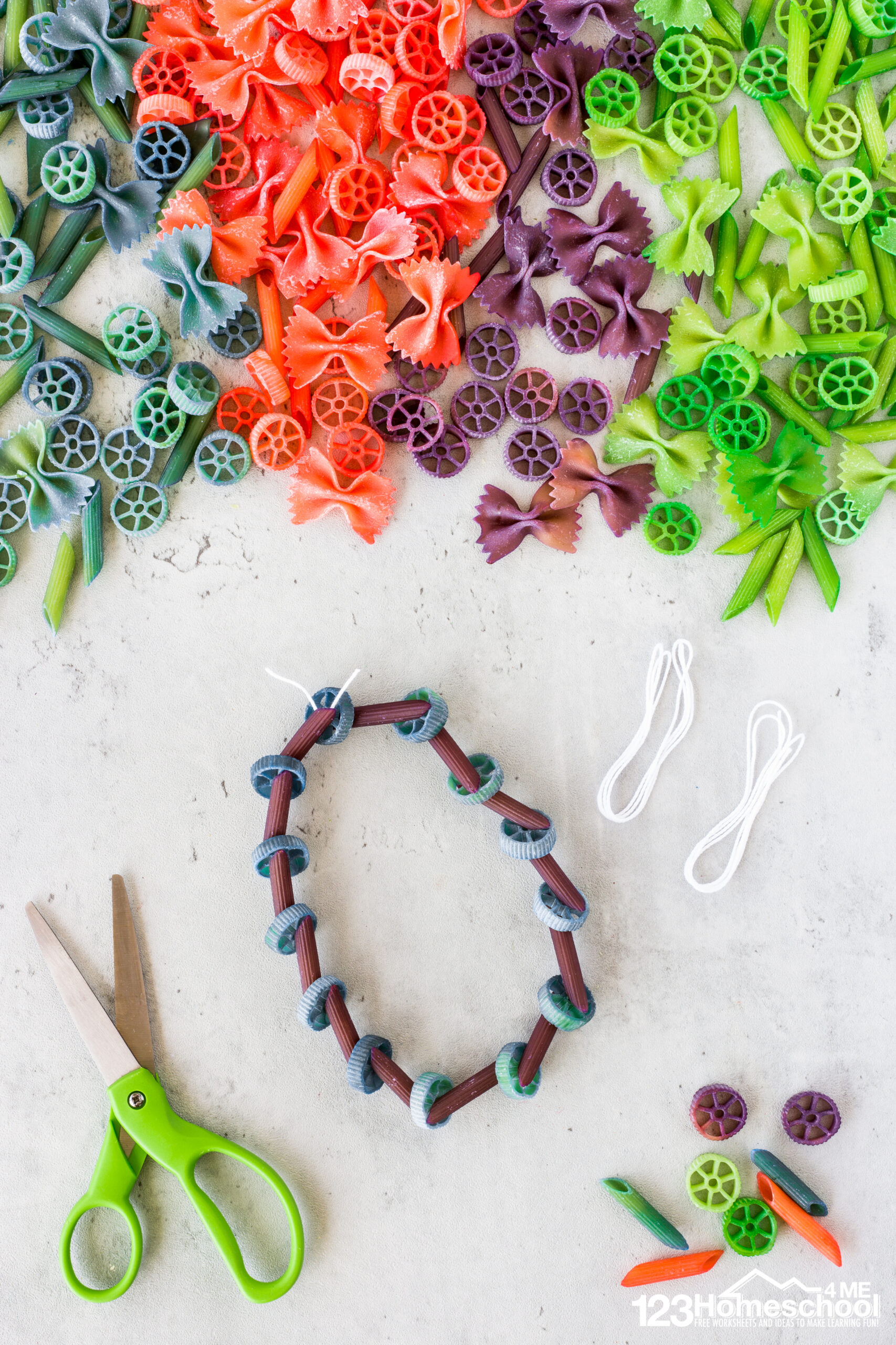 How to Color Dye Pasta for Necklace Crafts with Preschoolers