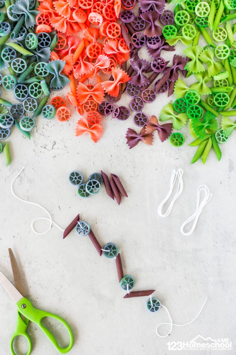 How to Color Dye Pasta for Necklace Crafts with Preschoolers