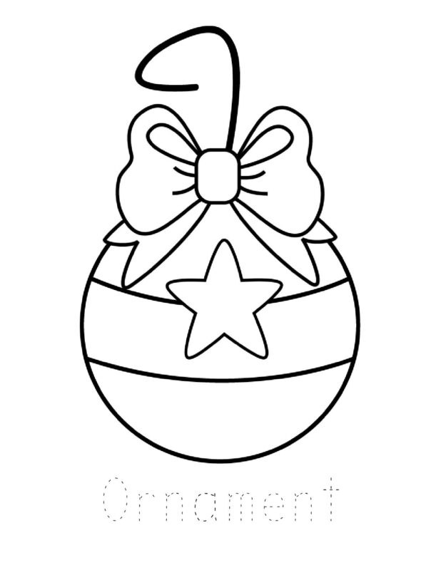 simple ornament coloring page for toddlers, preschoolers, and kindergartners to colour in December