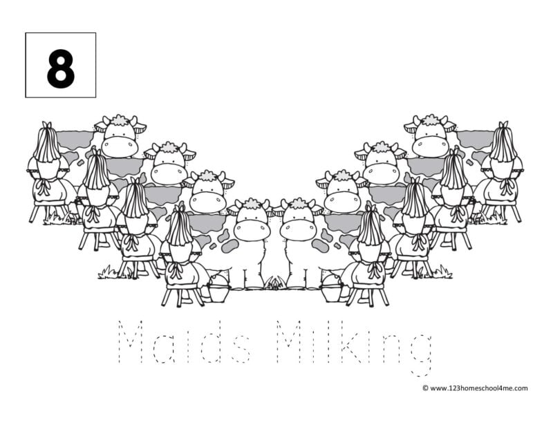 Download Free 12 Days Of Christmas Coloring Pages