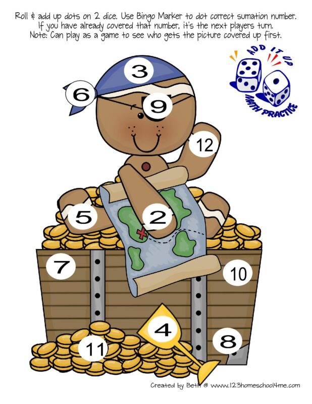 Gingerbread pirates addition practice