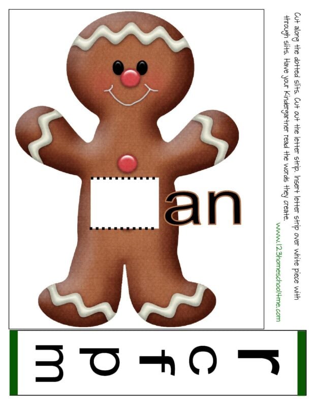 gingerbread man create a word read an family