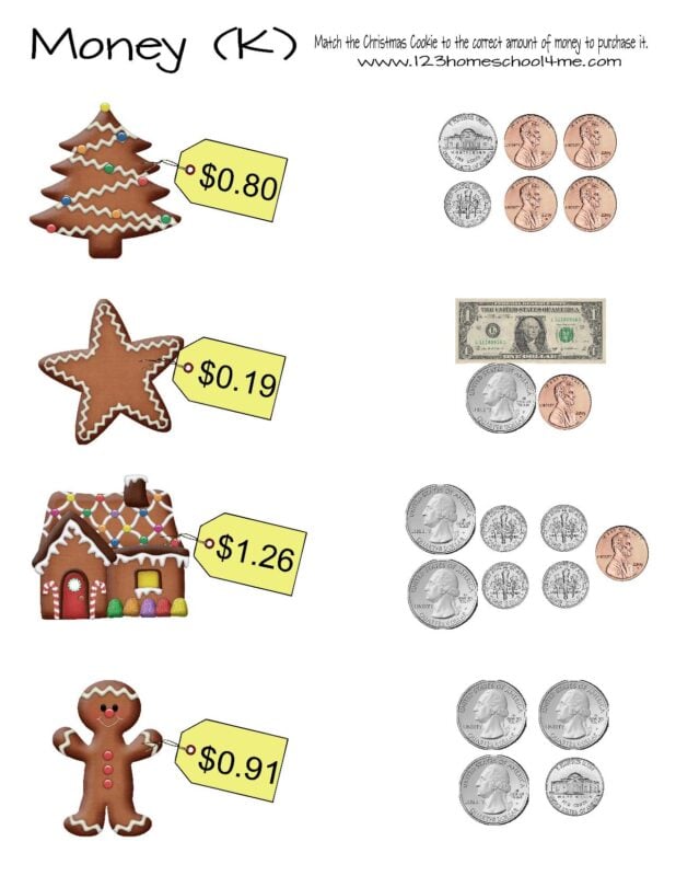 Counting coins gingerbread cookie counting money practice