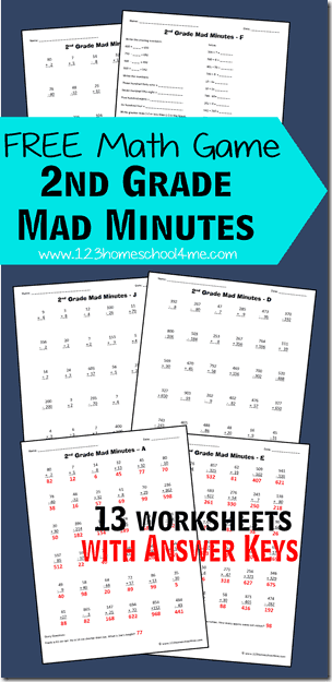 FREE 2nd Grade Math Worksheets - free printable worksheets for kids that turn practicing addition, subtraction, word problems, fractions and more into a fun math game for grade 2. #grade2 #2ndgrademath #mathworksheets #homeschool