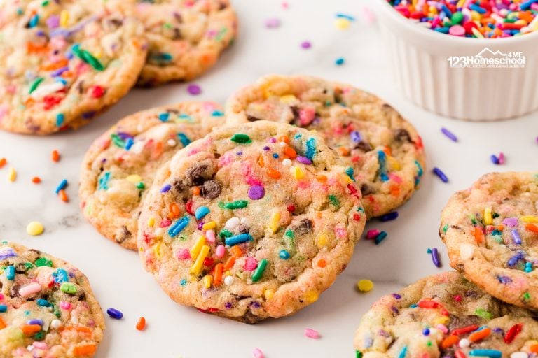 Bake up some excitement with these colorful Confetti Cookies, featuring 1/2 cup of fun sprinkles that kids will love, making them a delicious new favorite!
