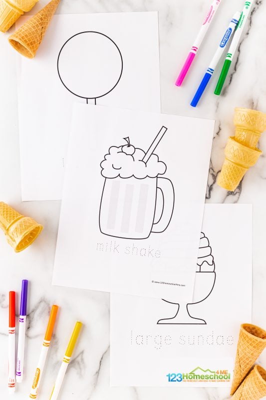 There are 13 different ones to choose from:

popsicle on a stick 
banana split coloring page
milk shake coloring page
popsicles coloring page
Ice cream cone colouring page
Double scoop ice cream cone coloring page
Soft serve ice crem coloring page
Cake cone Ice Cream coloring page
Sundae coloring page
Ice Cream coloring page with cherry on top
Bomb pop coloring page
Ice Cream Truck coloring page
Variety of Ice Cream coloring page