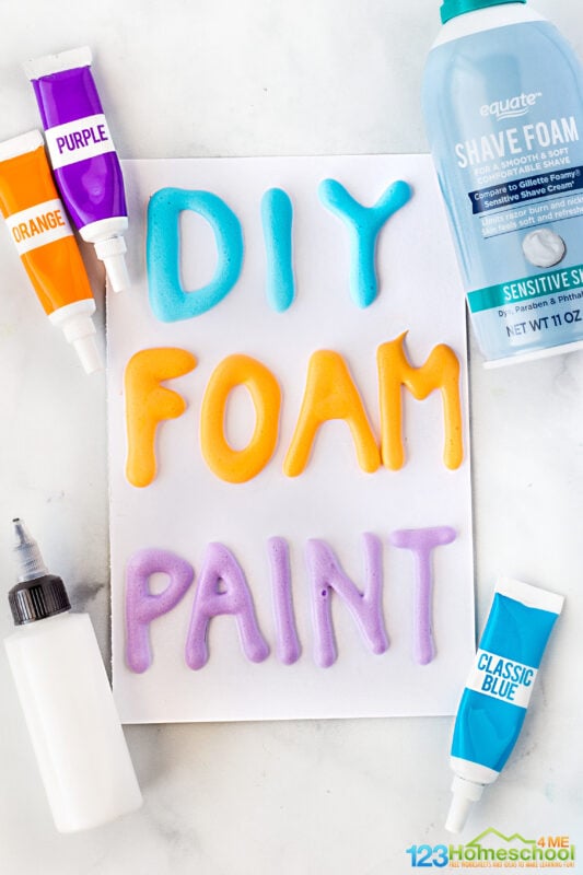 Have you tried making your own diy puffy paint? It's really easy to whip up a batch of puffy paint recipe that will delight and engage children to create. This is a special kind of 3d painting for kids using homemade foam paint. You will love how easy it is to make this diy foam paint to let toddler, preschool, pre-k, kindergarten, first grade, 2nd grade, 3rd grade, and 4th graders creat amazing artwork!