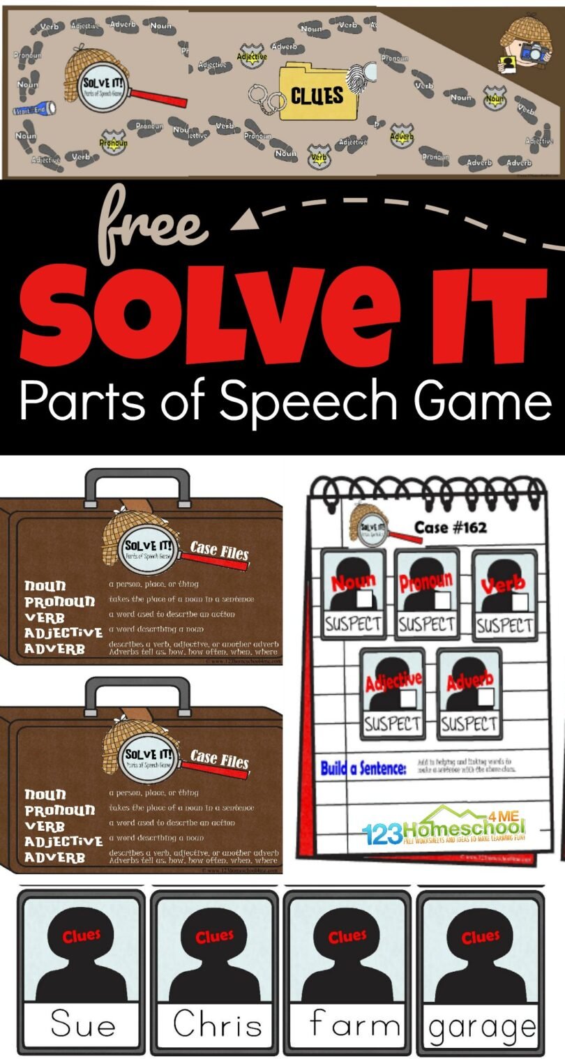 FREE Solve It Parts of Speech Game