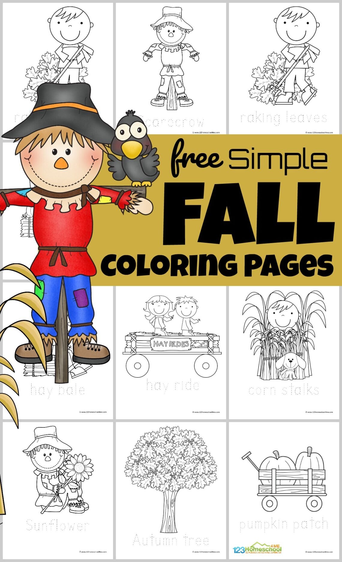 Fall Color Pages for Preschoolers (Free Printable Autumn Coloring Sheets)