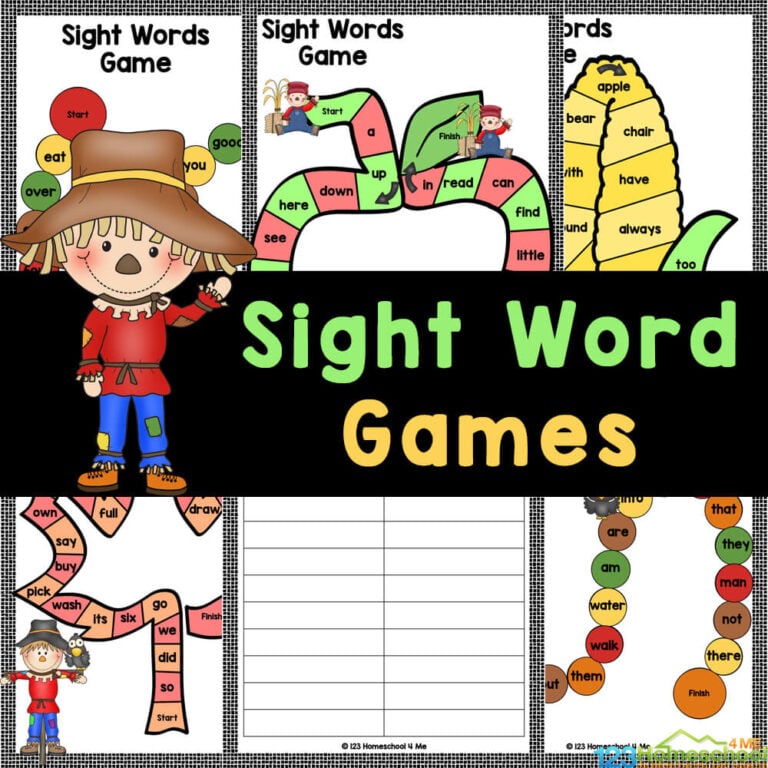 Get kindergarten students excited to practice reading this fall with a FREE printable sight word games - scarecrow, corn, apple, and fall leaf editions to practice and improve reading fluency throughout September, October, and November.