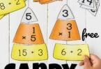 If you are looking for a fun, hands-on fall math activity, you are going to love this Candy Corn Math! These free printable Candy Corn Multiplication and candy corn division puzzles make it fun for 3rd and 4th grade students to sneak in some fun math practice during October and November! We love educational activities and free math games to make learning fun!