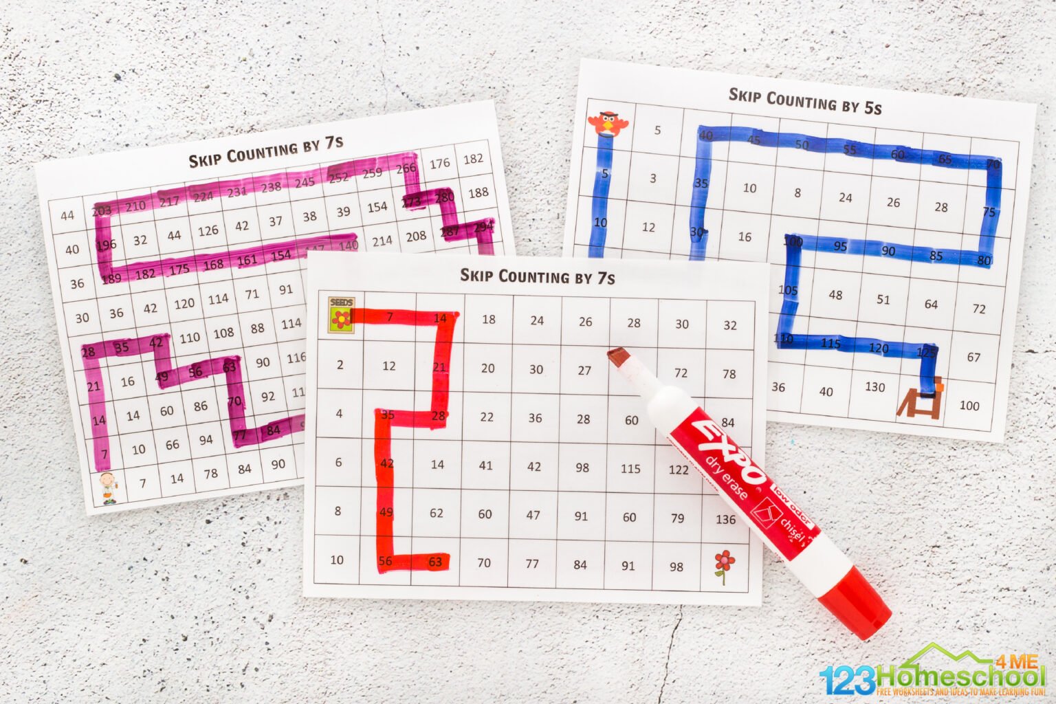 FREE Skip Counting Mazes Worksheets 2s10s