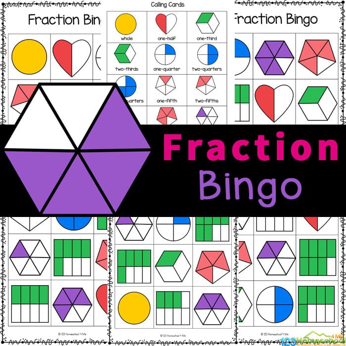 FREE Printable Fraction BINGO Games for Kids