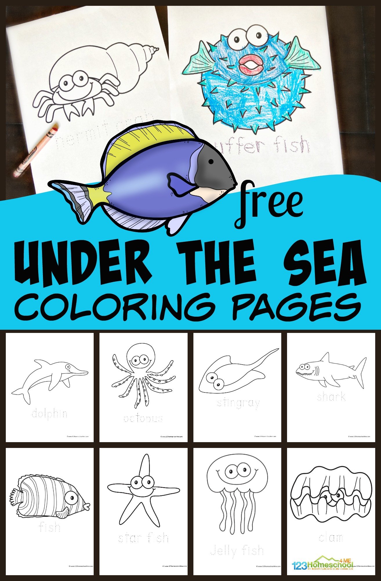 under the sea creatures coloring pages