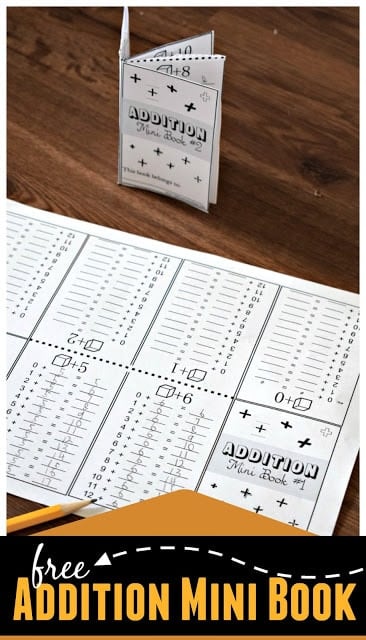 FREE Addition Mini Book is a fun, clever way to sneak in some addition practice for kindergarten, first grade, and 2nd grade students. It works like an addition worksheets, but serves as a reference tool and to help kids see number patterns. #mathworksheets #additionprintables #kindergarten #firstgrade