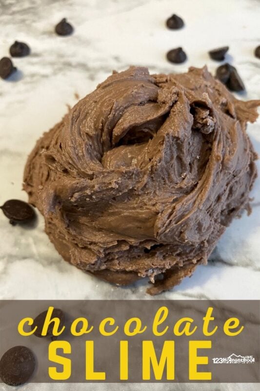 Kids will go nuts over this edible chocolate slime recipe. You only need 2 ingredients to make this fun chocolate slime that will delight children of all ages from toddler, preschool, pre-k, kindergarten, first grade, and 2nd graders. Use this for a fun chocolate activity for kids any time you want to play with slime. Plus this chocolate goop is perfect for a Valentines Day activity in February, chocolate theme when learning about the Aztecs, or to celebrate National Chocolate Day on Octoboer 28.