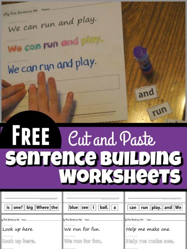 Cut and Paste Sentence Building Worksheets - 123 Homeschool 4 Me