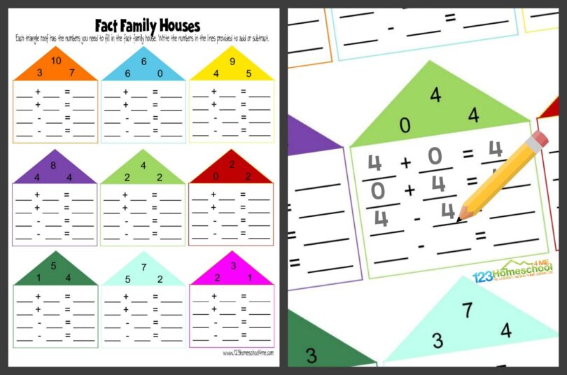 FREE Fact Family Worksheets for Kindergarten and 1st Grade