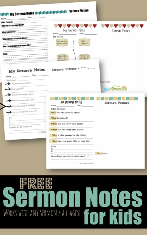 FREE Sermon Notes for Kids - help kids follow along with any sermon with one of these free printable simple sermon notes printable #sermonnotes #church #sundayschool