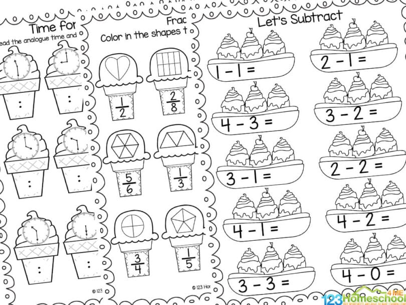 free printable ice cream scoops math game