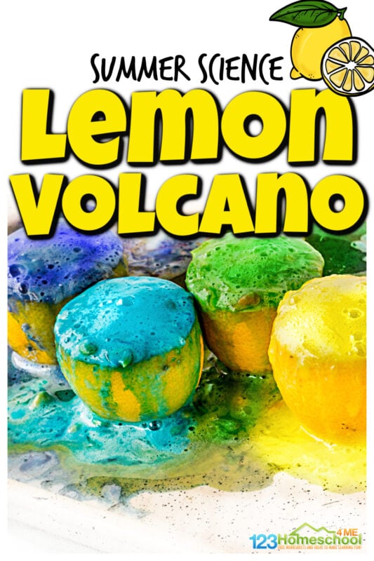 Have you ever heard of a lemon volcano? Kids are going to love this fun, creative,volcano experiment that screams summer! This simple lemon volcano experiment is perfect for curious kids from toddler, preschool, pre-k, kindergarten, first grade, 2nd grade, and 3rd graders too. All you need are a few simple materials to make some amazing erupting lemon volcanos!