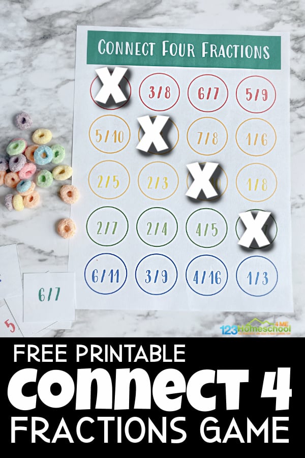 FREE Printable Fraction Connect Four Games