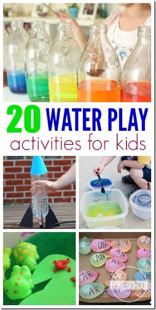 20 water play activities for kids - LOTS of creative, fun, and unique summer activities for kids using water for kids from toddler, preschool, and kindergarten to elementary age kids too! water-play-summer-activities-for-kids
