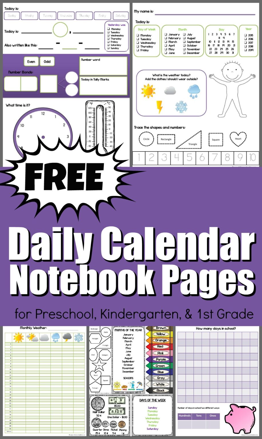 Free Kindergarten Daily Calendar Printable Worksheets