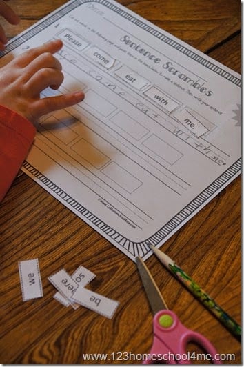 free printable sentence scramble worksheets for kids