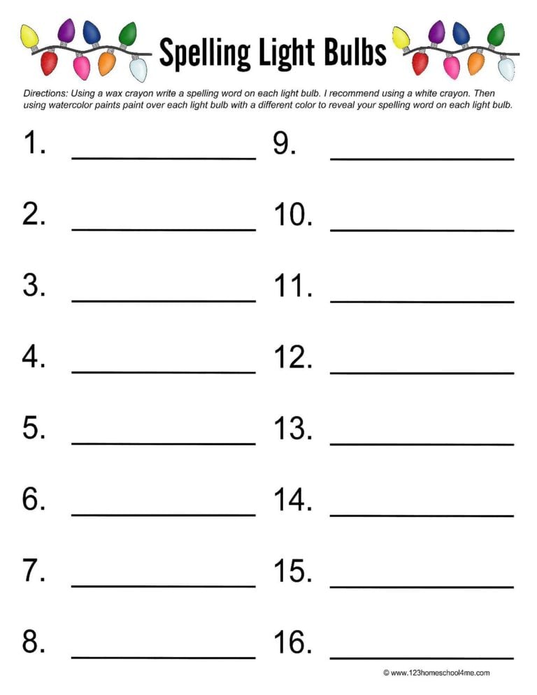 🎄 FREE Christmas Lights Paint & Spell Christmas Spelling Activities