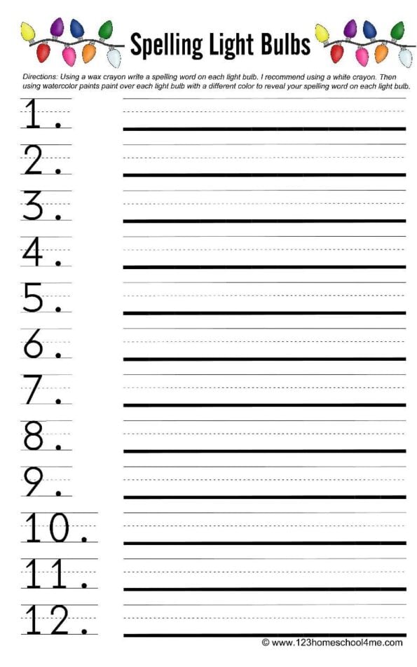 🎄 FREE Christmas Lights Paint & Spell Christmas Spelling Activities