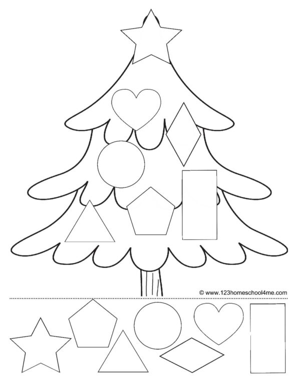 🎄 FREE Christmas Cut and Paste Shapes Worksheet