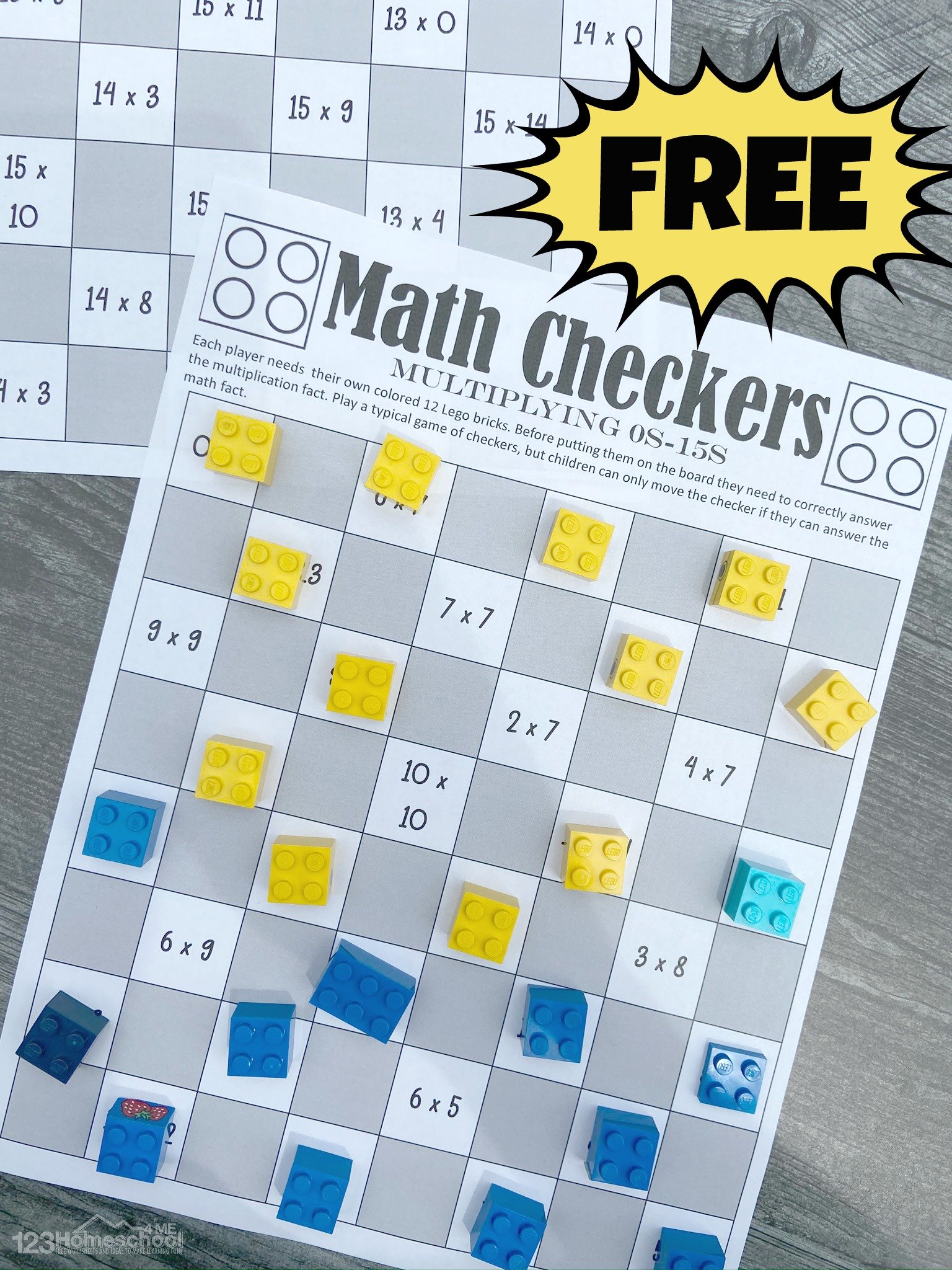 free checkers printable multiplication games
